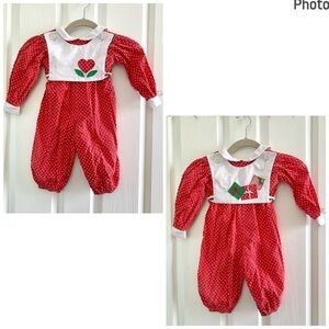 Vintage Betti Terell red polka dot Romper 24 month toddler  One-Piece jumpsuit